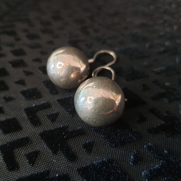 Vintage Sterling Silver Baoding Ball Earrings - Picture 3 of 5